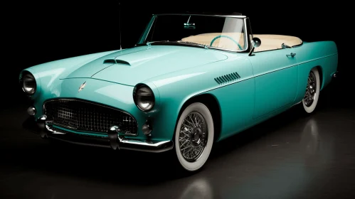 Turquoise Convertible Car on a Dark Background - Lifelike Renderings
