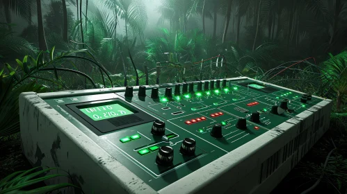 Vintage Synthesizer in Overgrown Jungle - Dark and Moody 3D Rendering