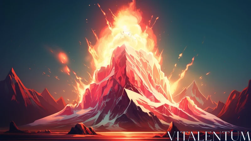 Volcanic Eruption Digital Painting AI Image