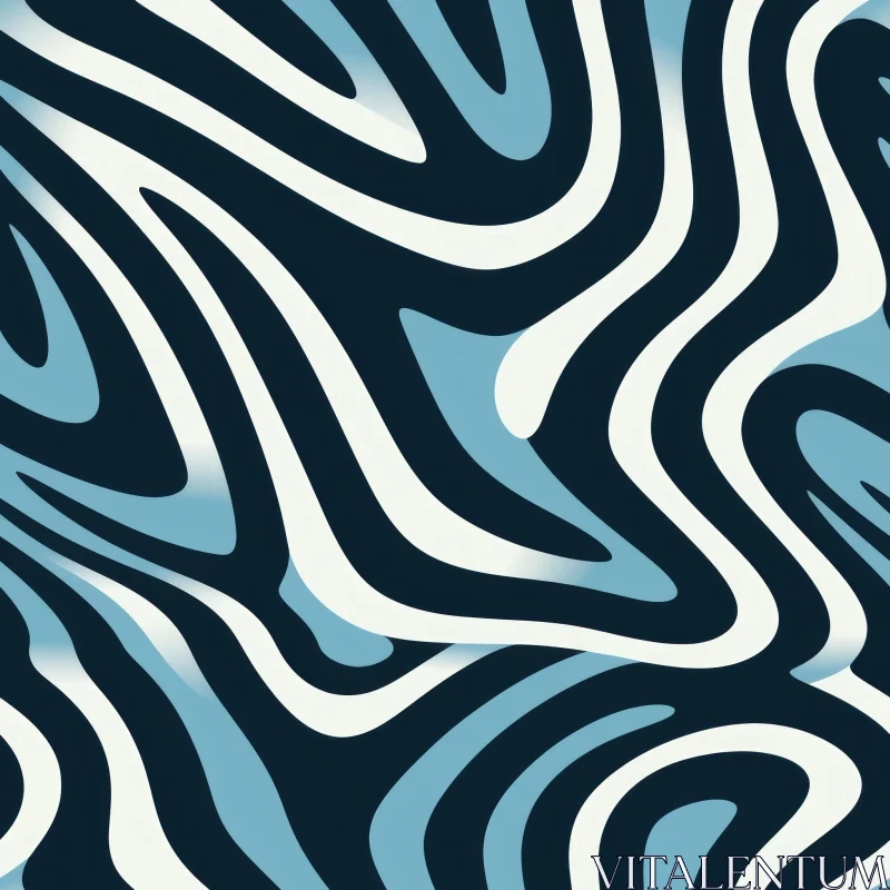 AI ART Blue and White Waves Seamless Pattern
