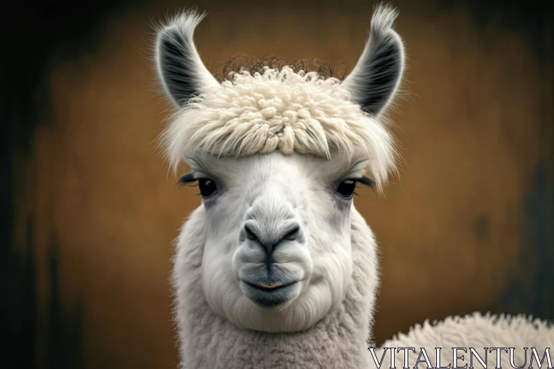Captivating Close-Up of a Alpaca with Clever Wit AI Image