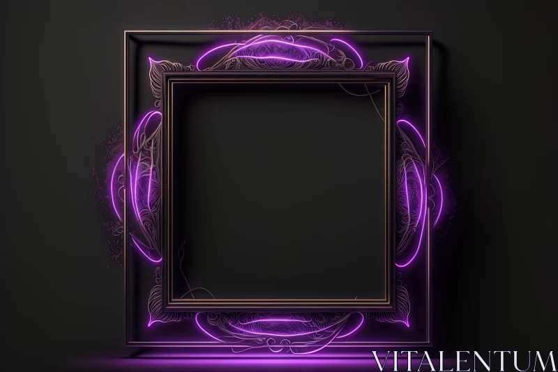 Handcrafted Neon Frame Illustration in Dark Bronze and Purple AI Image