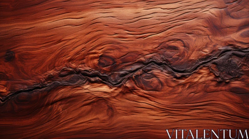 Rich Dark Red Wooden Surface - Swirling Grain Pattern AI Image
