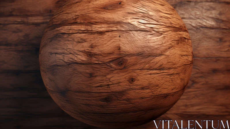 AI ART Wooden Ball Texture Close-Up
