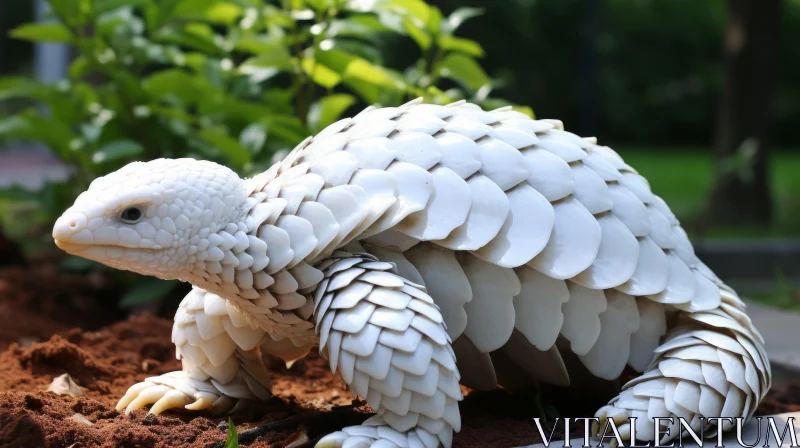 Artistic White Shell Carved from Cardboard Turtle Shape AI Image