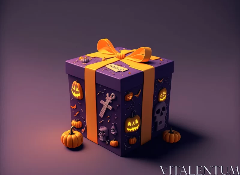 Captivating Halloween Gift Box Texture | 3D Rendering by Alibaba AI Image