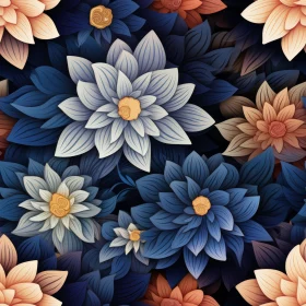 Dark Blue Floral Seamless Pattern