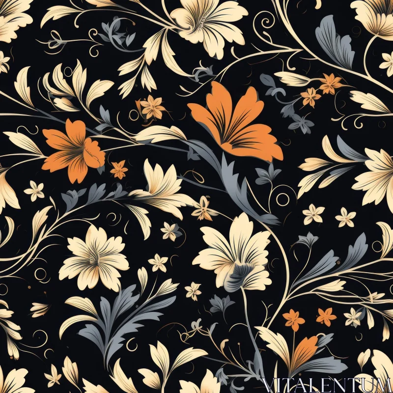 Dark Floral Pattern - Home Decor Design AI Image
