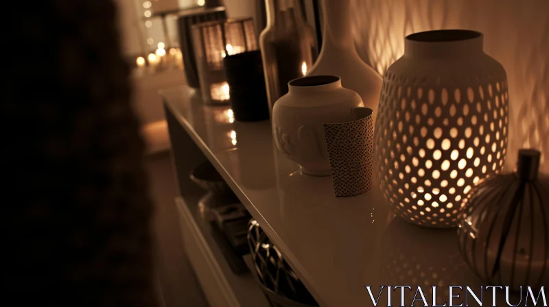 Elegant White Shelf with Decorative Items - Captivating Composition AI Image