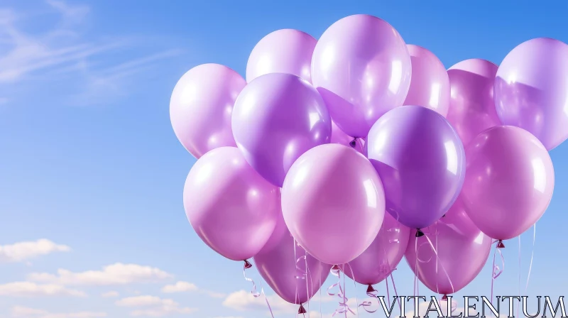 Enchanting Purple Balloons in the Sky AI Image