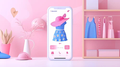 Exquisite 3D Rendering: Mobile Phone with Online Shopping App