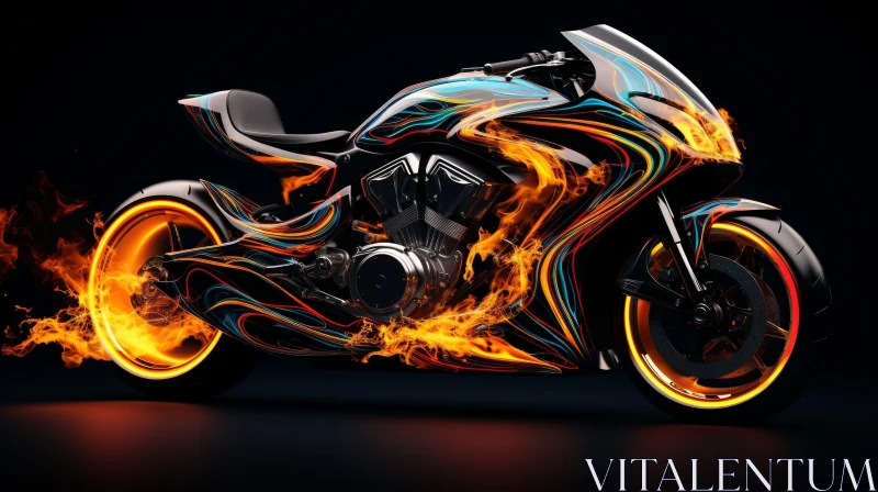 Futuristic Custom Motorcycle 3D Rendering AI Image