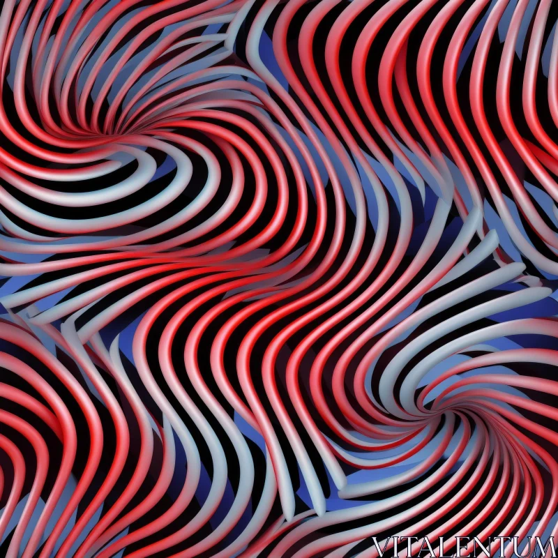 Red and White Twisted Stripes Seamless Pattern AI Image