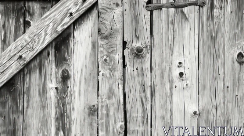 Timeless Beauty: Captivating Black and White Photo of an Old Wooden Barn Door AI Image