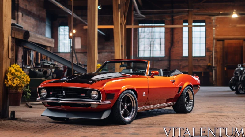 Vintage 1969 Ford Mustang Boss 429 Convertible in Garage AI Image