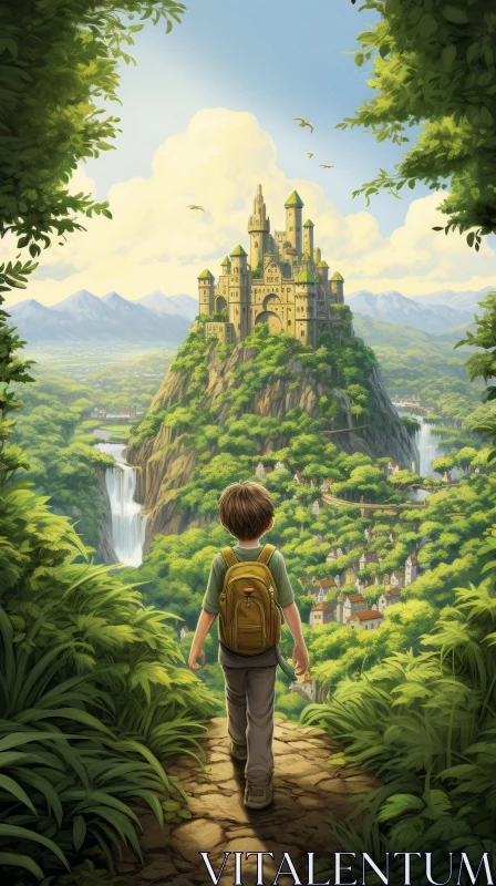 Boy and Castle Adventure Painting AI Image