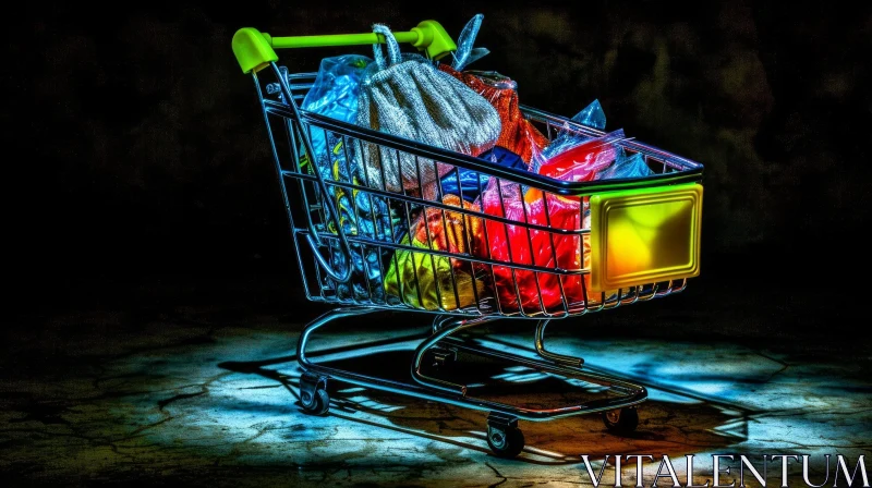 Colorful Fashion Items in a Shopping Cart - Vibrant Clothing and Accessories AI Image