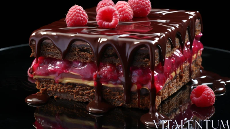 AI ART Delicious Chocolate Cake with Raspberries