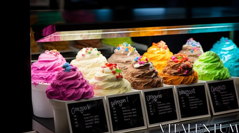 Delicious Gelato Flavors Displayed in White Containers AI Image