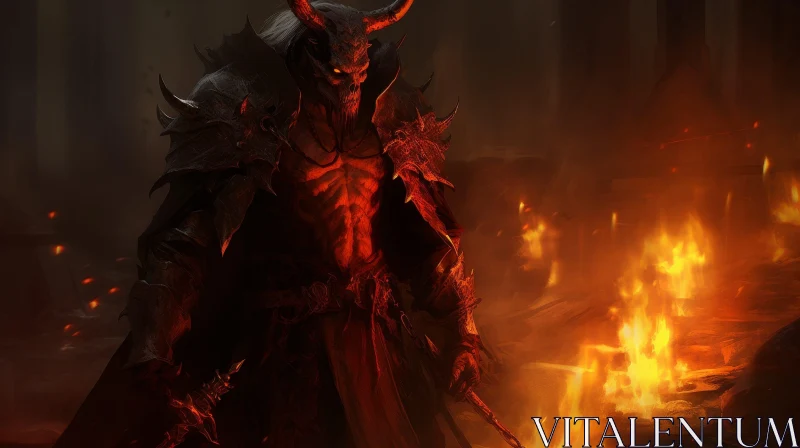 Fiery Dark Fantasy Demon Illustration AI Image