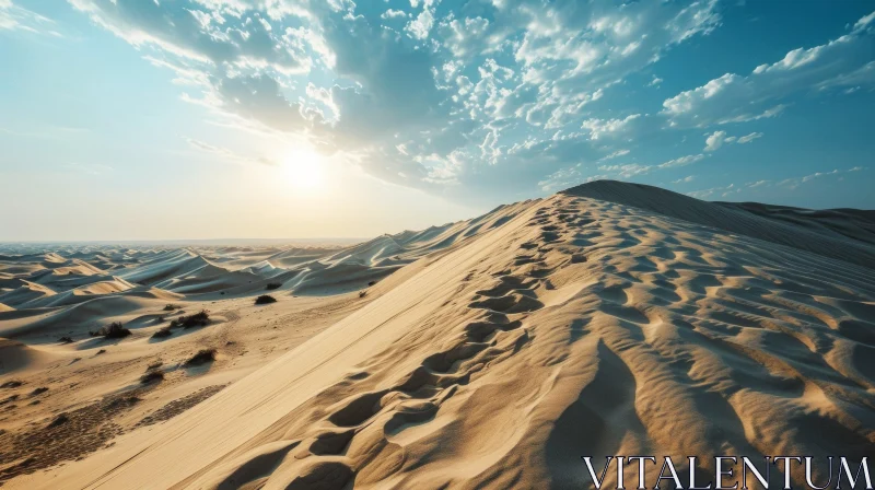 Golden Sand Dune in a Desert - Serene Nature Photography AI Image