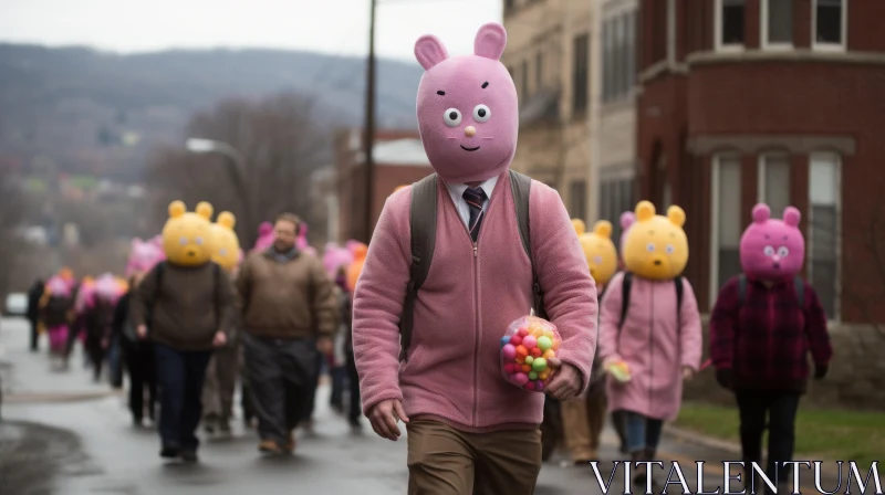 AI ART Pig Mask Parade: A Captivating Display of Street Activism