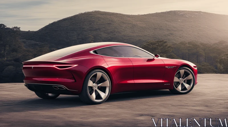 Red Luxury Coupe Concept on a Mountain | Organic Forms AI Image