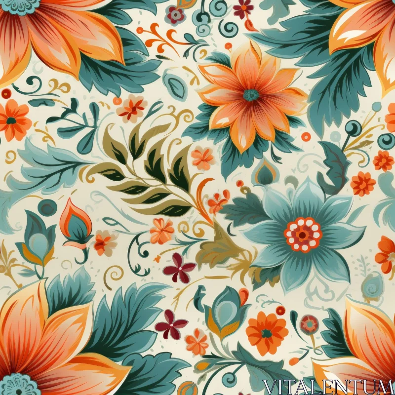 Elegant Floral Pattern on Beige Background AI Image