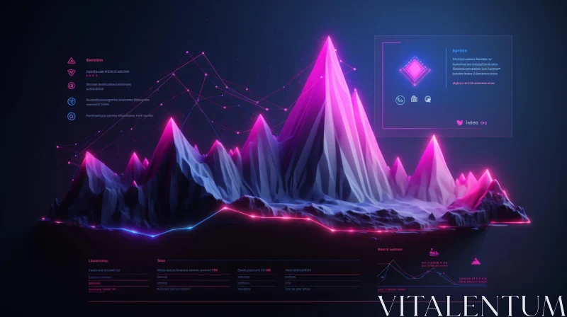 Futuristic 3D Mountain Landscape AI Image