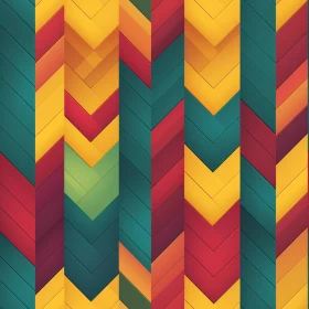 Herringbone Geometric Pattern in Red, Yellow, Orange, Green