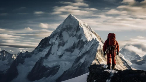 Majestic Mountaineer Conquering Nature's Peak