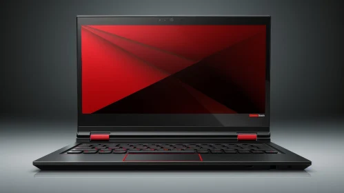 Modern Black and Red Laptop with Geometric Pattern Display