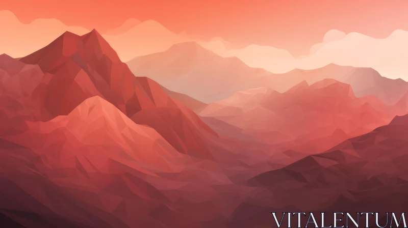 Mountain Range Sunset Landscape AI Image