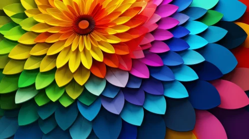Rainbow Flower 3D Rendering | Colorful Spiral Petals