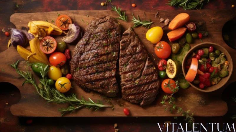 AI ART Savory Grilled Steaks with Fresh Vegetables | Food Photography
