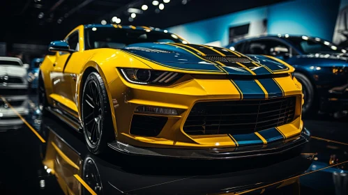 Yellow and Blue Sports Car Showcase
