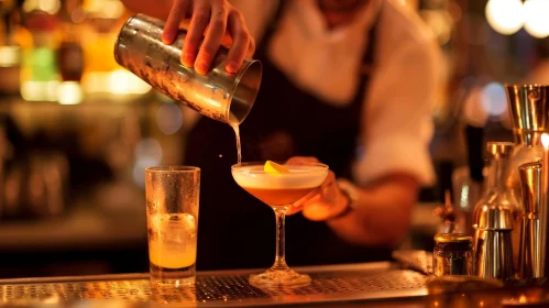 Bartender Pouring Cocktail | Bar Counter Scene