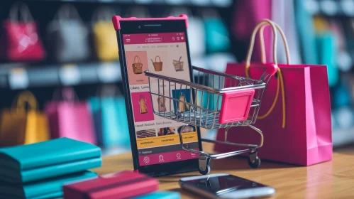 Captivating Smartphone Composition with Shopping Cart Icon