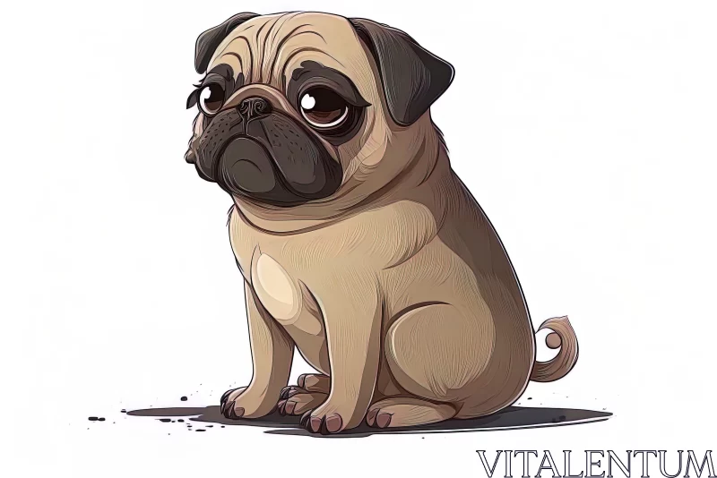 Charming Anime Pug Dog Illustration with Detailed Shading AI Image