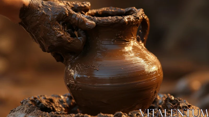 Delicate Clay Pottery: Masterful Craftsmanship by a Skilled Potter AI Image