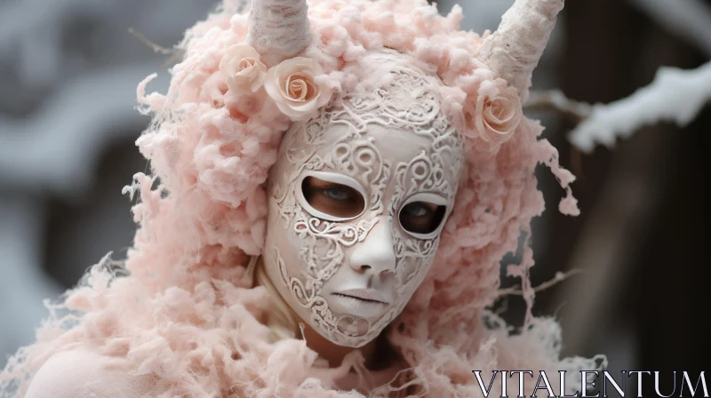 Elegant Woman in Venetian Mask AI Image