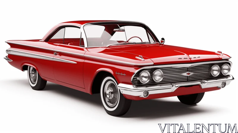 Exquisite Red Classic Car Artwork | Hyper-Detailed Rendering AI Image