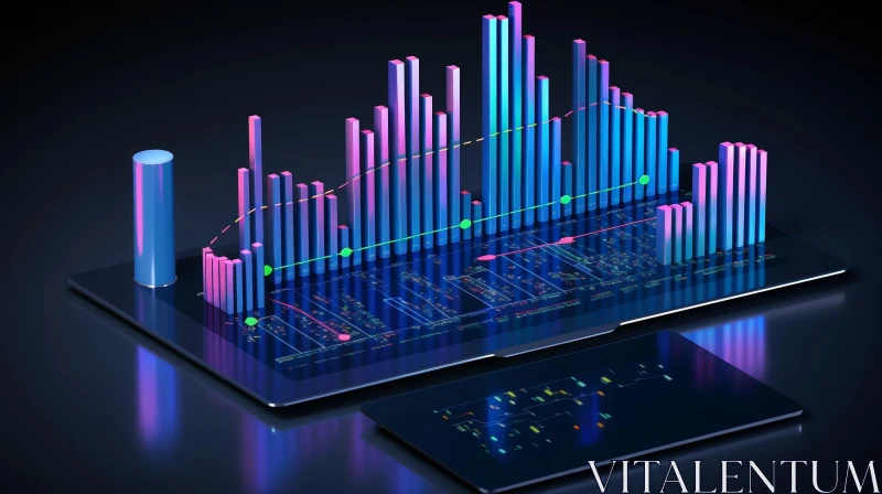 AI ART Futuristic 3D Graph User Interface - Tablet Data Display