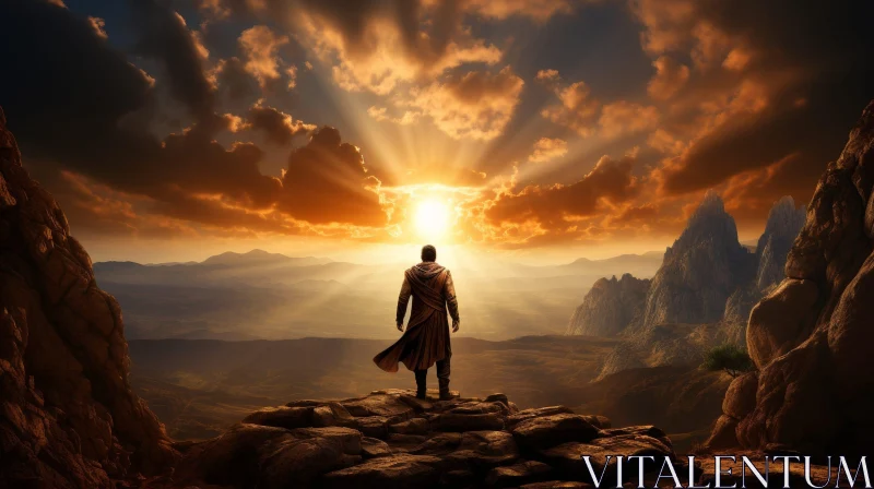 Majestic Sunset Landscape with Rocky Mountains