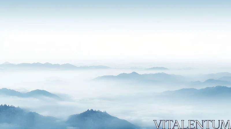 Mountain Landscape in Heavy Fog AI Image