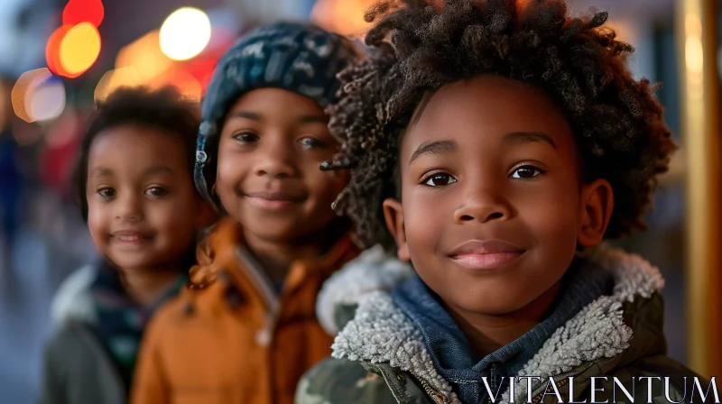 Winter Portrait of African-American Boys AI Image