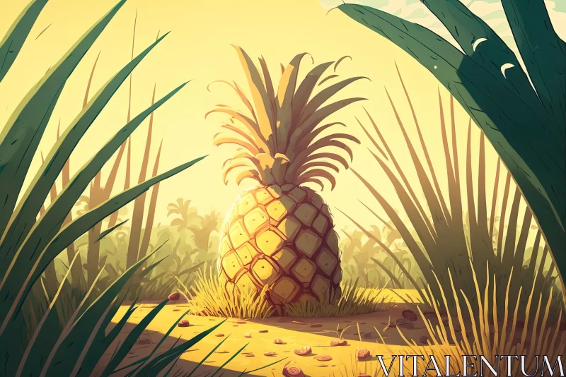 Captivating Pineapple Art in a Lush Forest | Hyper-Detailed Illustration AI Image