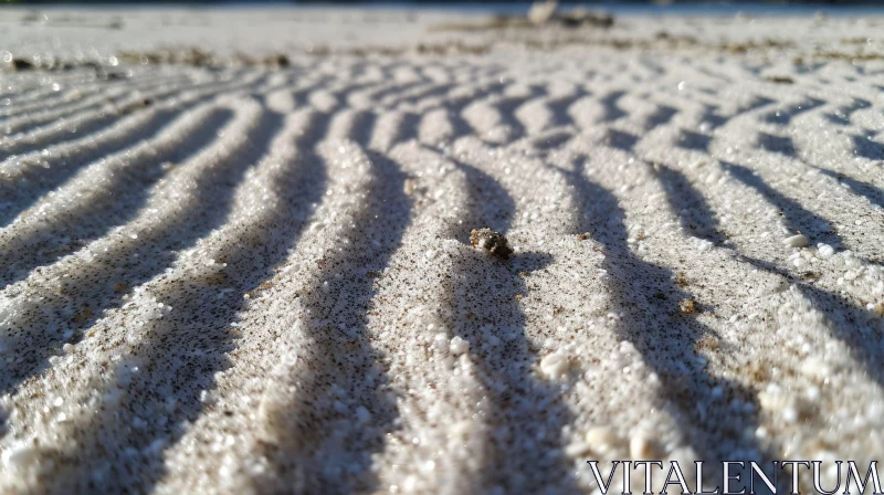 Close-up of Wet Sand with Pebbles on Beach | Mesmerizing Wavy Pattern AI Image