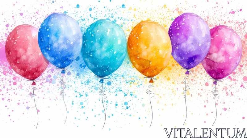 Colorful Balloons Watercolor Painting AI Image