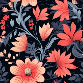Dark Blue Floral Pattern | Seamless Design